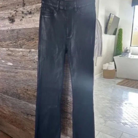 DL1961 Bridget Boot High Rise Instasculpt Crop Jeans in Black Coated Raw - Picture 2 of 9